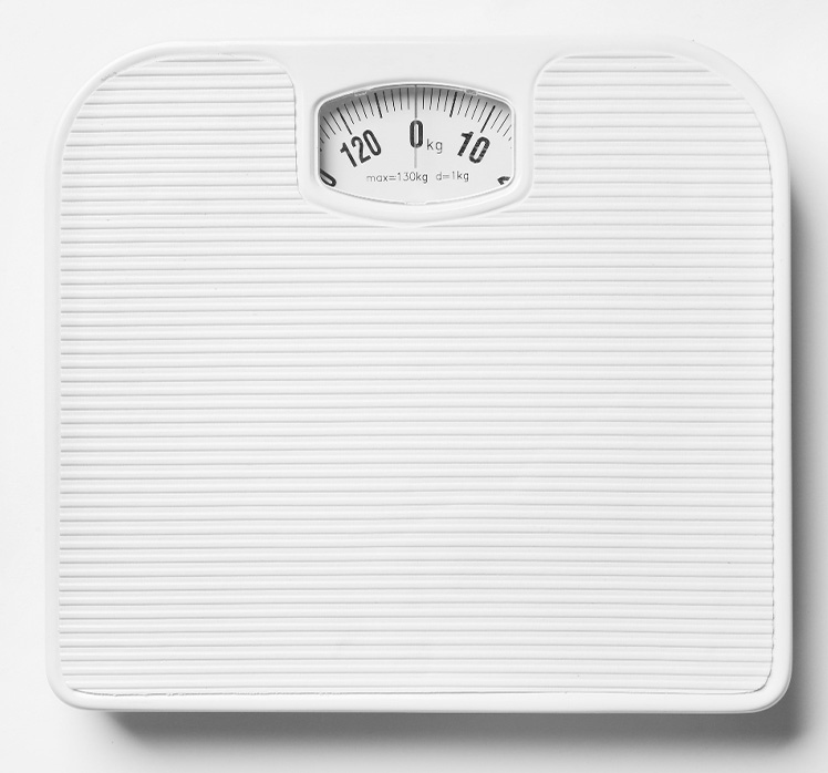 Close-up of a bathroom scale.